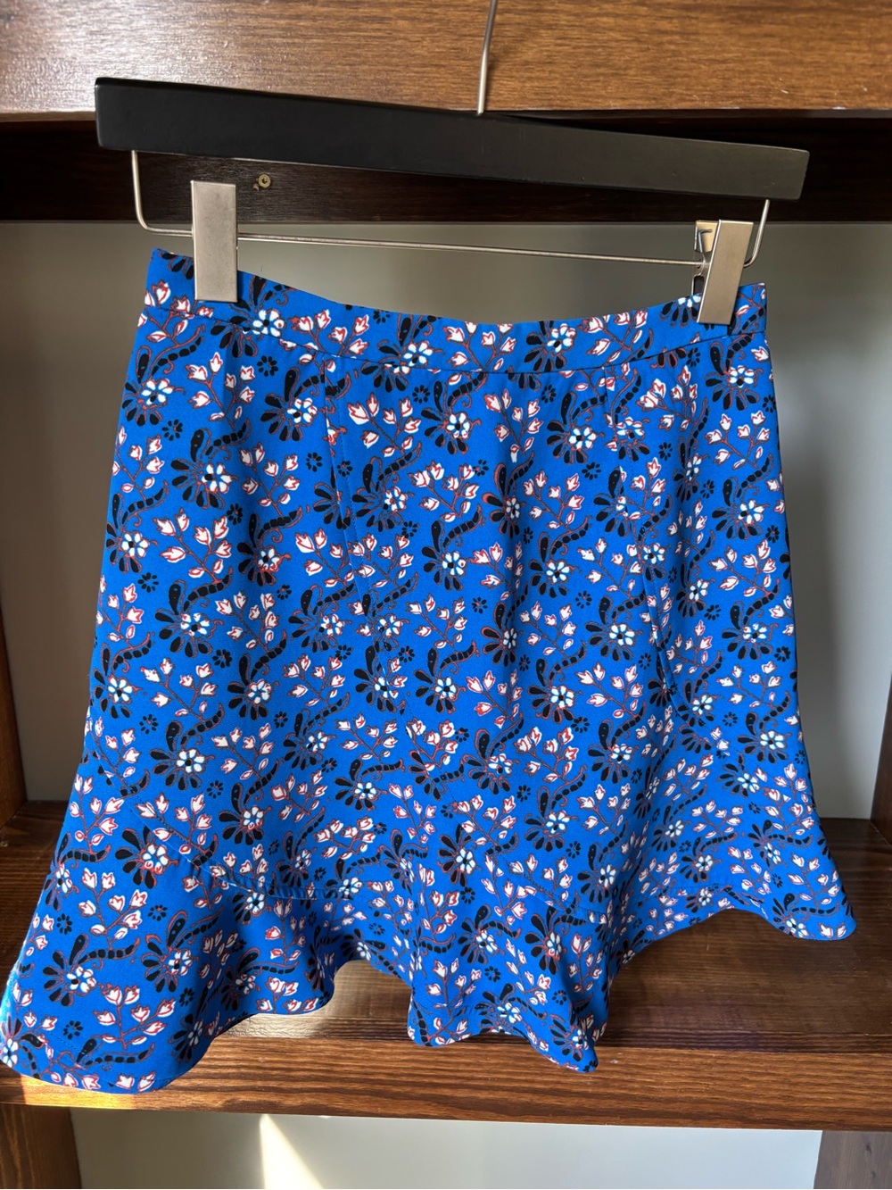 J. Crew Royal Blue Floral Flared Mini Skirt